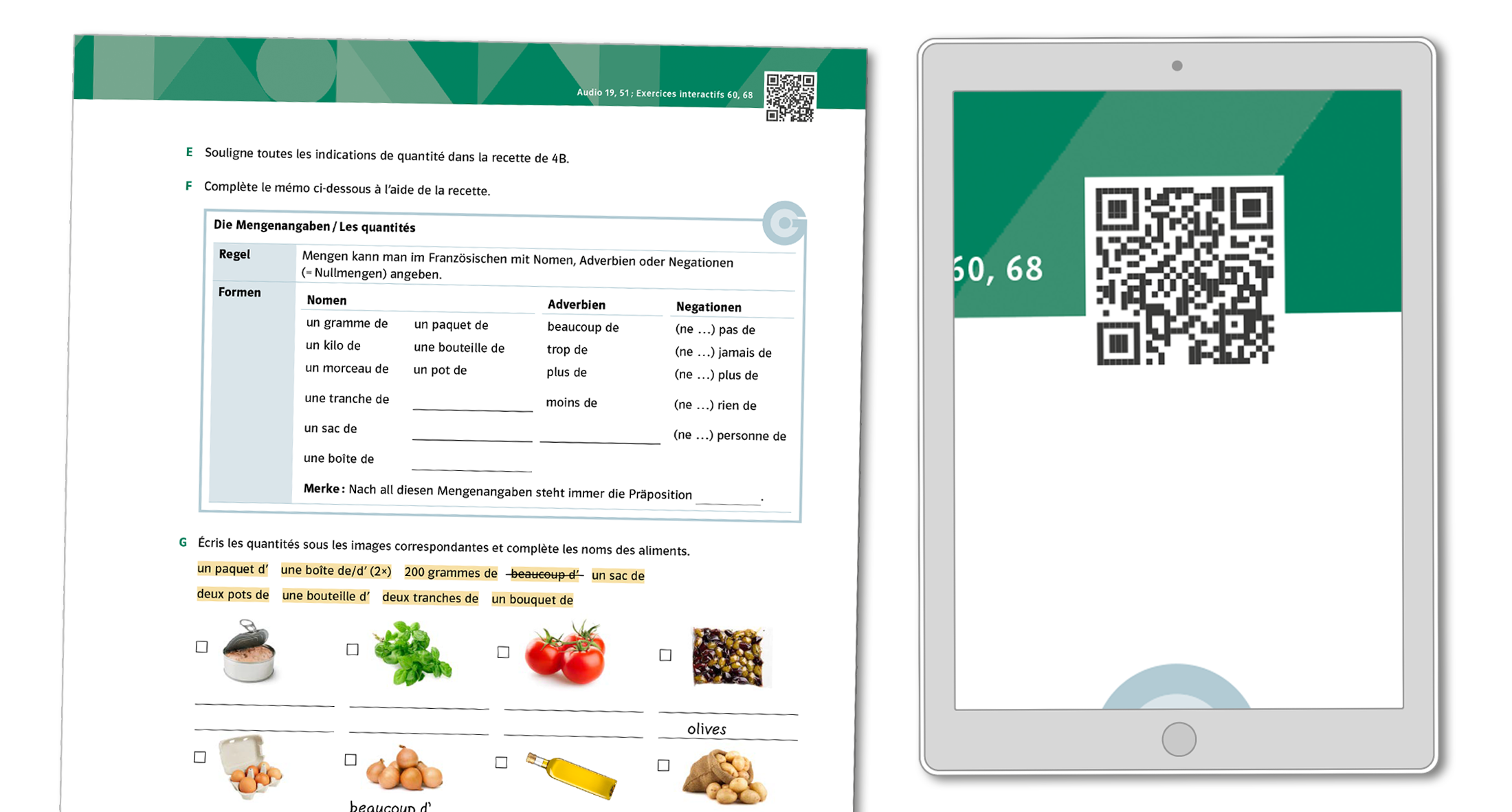 Buchseite QR Code close up Tablet