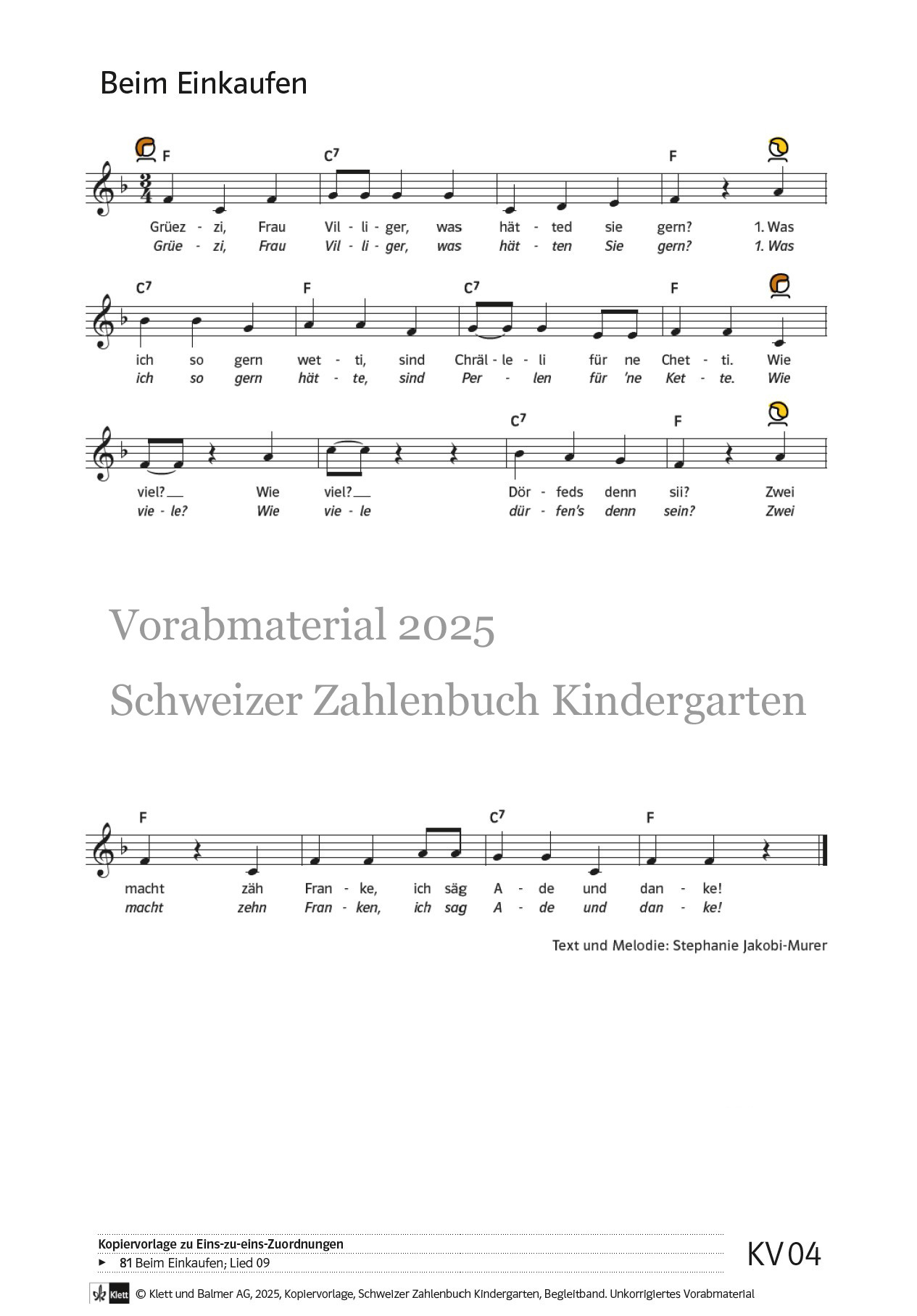 Musiknoten szb kindergarten klett und balmer